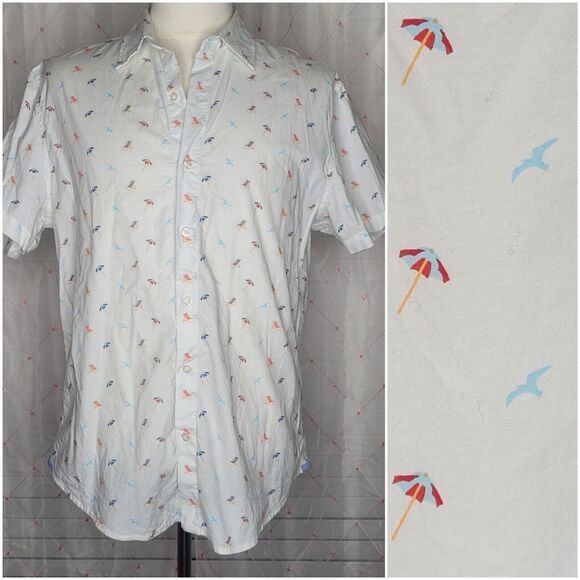 Bonobos Stretch‎ Riviera Short Sleeve Men's Shirt Tailored Fit Collared Large - Picture 1 of 7